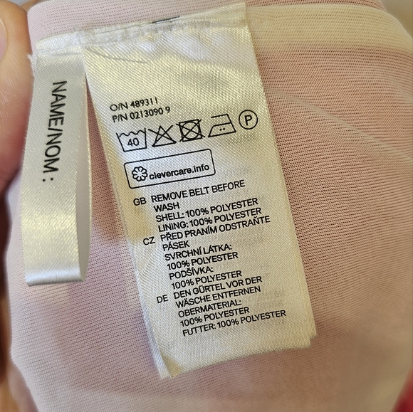 H&M pink white stripe sleeveless chiffon flare high-low mini dress sz 13-14Y US - Picture 8 of 8